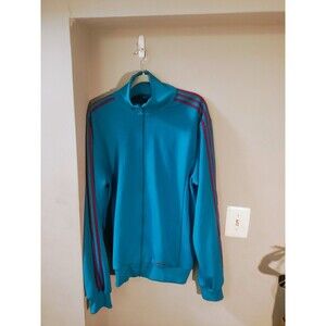Adidas Originals Trefoil Track Jacket Teal Blue Pink Stripes Full Zip Mens XXL